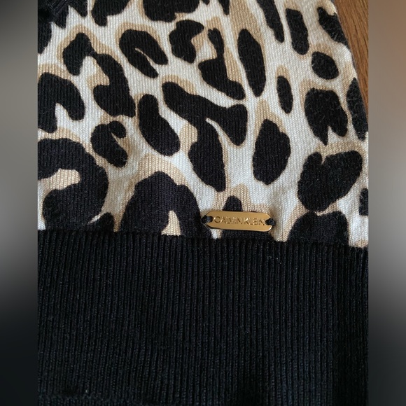 Calvin Klein Sweater Mock Neck Animal Print Button Neck Pullover - Picture 7 of 12